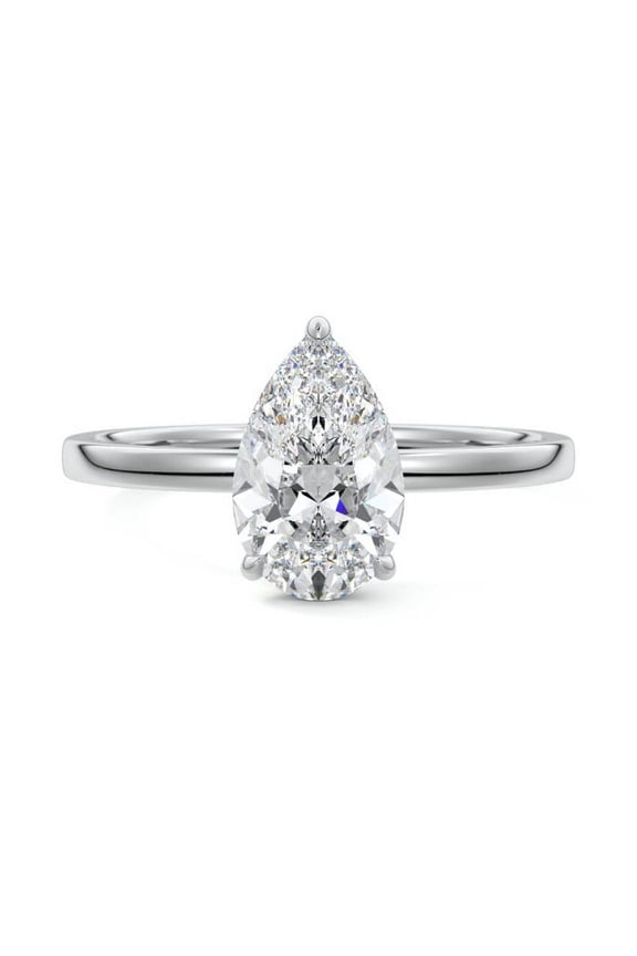 Pear Cut 1.7 Ct Excellent Diamond Rings - 14K White Gold Plated Wedding Anniversary Rings Gifts - Engagement Promise Rings for Women's - Solitaire Daily Wear Diamond Rings for Women's