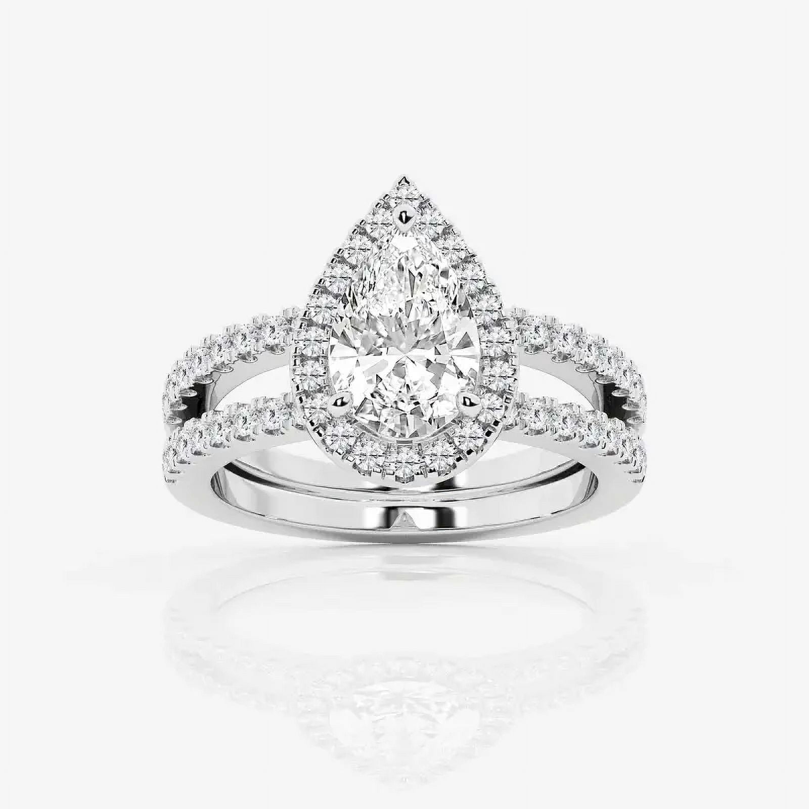 Dazzle Jewel Silver 14K White Gold Over Rings - 1.6 Ct Pear Excellent ...