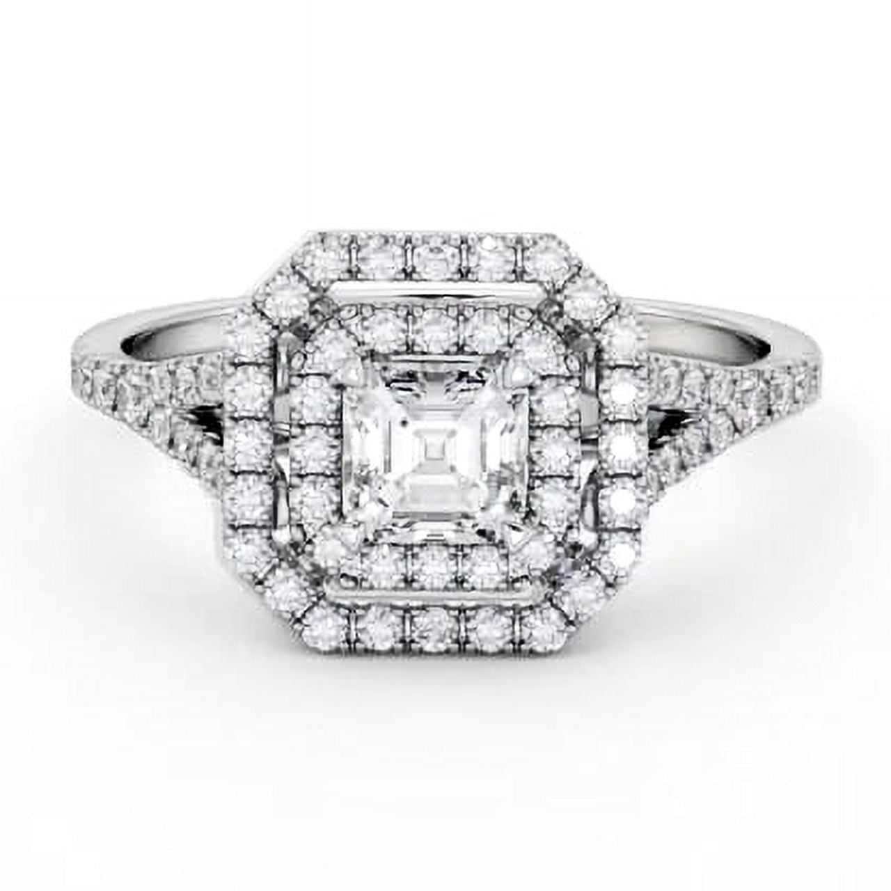 Dazzle Jewelry 1.6 Ct Asscher Cut Moissanite Engagement Ring – Double ...