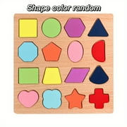 Dazzle Montessori Children's Wooden Shape Puzzle Graphic Educational Color Matching Teaching AIDS, Hand-held Version For Boys And Girls(Color Random)