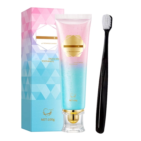 Dazzle White Toothpaste with Toothbrush Set, Freshness Cleansing Formula for Gentle Oral Care, Daily Teeth Brightening Kit for Home Use