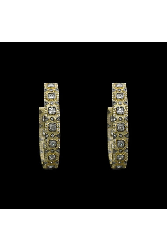 Dazzle Yourself with TheJewelryHut Designer Vintage Inspired Crystalline in Gold Plated Brass Drop Hoop Earrings