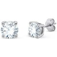 thumbnail image 1 of Dazzlelane 18K White Gold Plated Sparkling CZ Diamond Stud Earrings 925 Sterling Silver Cubic Zirconia Stud Earrings Hypoallergenic Simulated Diamond Stud Earrings for Women/Men 8MM, 1 of 4