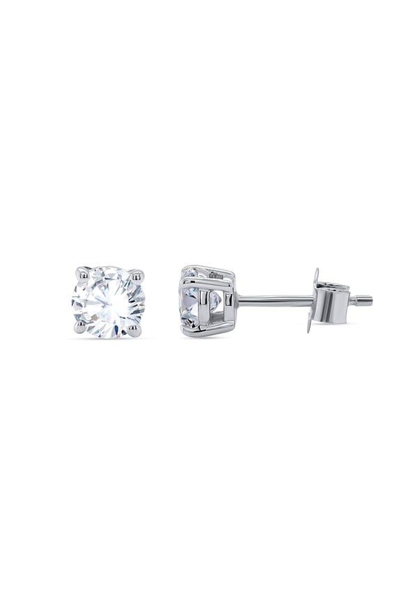 18K White Gold Plated Sparkling CZ Diamond Stud Earrings 925 Sterling Silver Cubic Zirconia Stud Earrings Hypoallergenic Simulated Diamond Stud Earrings for Women/Men 5MM
