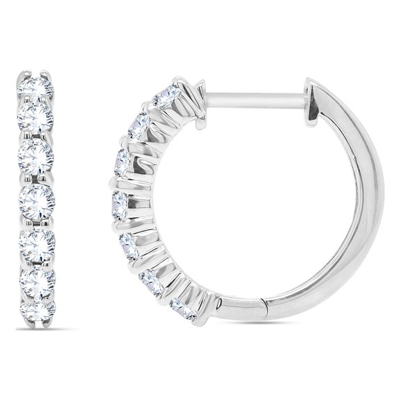 Dazzlelane 2.5MM Round Shape Simulated White Cubic Zirconia Huggie Hoop Earrings In 14k White Gold Plated Jewelry For Women