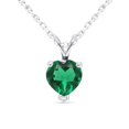 thumbnail image 1 of Dazzlelane 6.5MM Heart Shape Simulated Green Emerald 3-Prong Set Classic Solitaire Pendant Necklace Along With 18" Chain In 14k White Gold Plated Gift For Women, 1 of 5