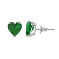 thumbnail image 1 of Dazzlelane 6.5X6.5mm Heart Shape Simulated Green Emerald Prong Set Solitaire Stud Earrings with Push Back in 10K Solid White Gold Jewelry Gifts for Womens, 1 of 5