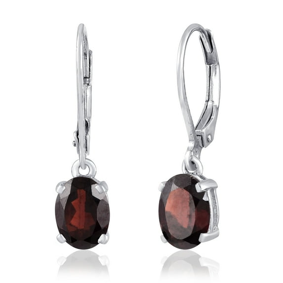 Dazzlers 3.17 Ct Oval Garnet 925 Sterling Silver Dangle Earrings For Women