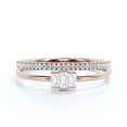 thumbnail image 1 of Dazzling 1.20 Carat Baguette Cut Trilogy Diamond Moissanite Engagement Ring, Dainty Wedding Ring in 10k Solid Rose Gold, Gift For Her, Three Stone Ring, Promise Ring, Bridal Set, Matching Band, 1 of 3