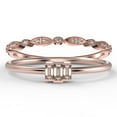 thumbnail image 1 of Dazzling 1.20 Carat Baguette Cut Trilogy Morganite Engagement Ring, Wedding Ring in 925 Sterling Silver With 18k Rose Gold Plating , Three Stone Ring, Bridal Set, Matching Band, 1 of 3