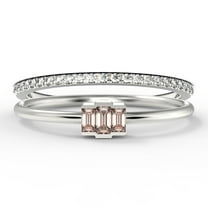 Dazzling 1.20 Carat Baguette Cut Trilogy Morganite Engagement Ring, Wedding Ring In 925 Sterling Silver With 18K White Gold Plating, Three Stone Ring, Bridal Set, Matching Band