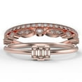 thumbnail image 1 of Dazzling 1.70 Carat Baguette Cut Trilogy Morganite Engagement Ring, Dainty Wedding Ring in 10k Solid Rose Gold, Three Stone Ring, Promise Ring, Trio Set, Matching Band, 1 of 4