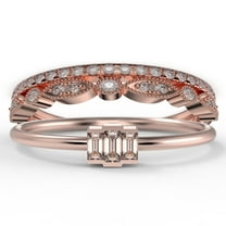 Dazzling 1.70 Carat Baguette Cut Trilogy Morganite Engagement Ring, Dainty Wedding Ring in 10k Solid Rose Gold, Three Stone Ring, Promise Ring, Trio Set, Matching Band