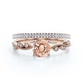 thumbnail image 1 of Dazzling 1.75 Carat Round Cut Morganite And Diamond Moissanite Classic Inspired Engagement Ring, Unique Twist Band Wedding Ring in 925 Sterling Silver With 18k Rose Gold Plating, One Matching Band, 1 of 3