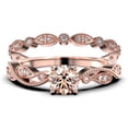 thumbnail image 1 of Dazzling 1.75 Carat Round Cut Morganite And Diamond Moissanite Classic Inspired Engagement Ring, Unique Twist Band Wedding Ring in 925 Sterling Silver With 18k Rose Gold Plating, One Matching Band, 1 of 3