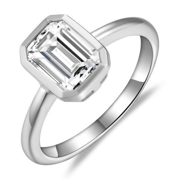 Dazzling 2 Carat Moissanite Rings Women Emerald Cut D Color VVS1 S925 Silver Lab Created Diamond Rings Perfect for Daily Wear Parties Wedding Birthday with Certificate
