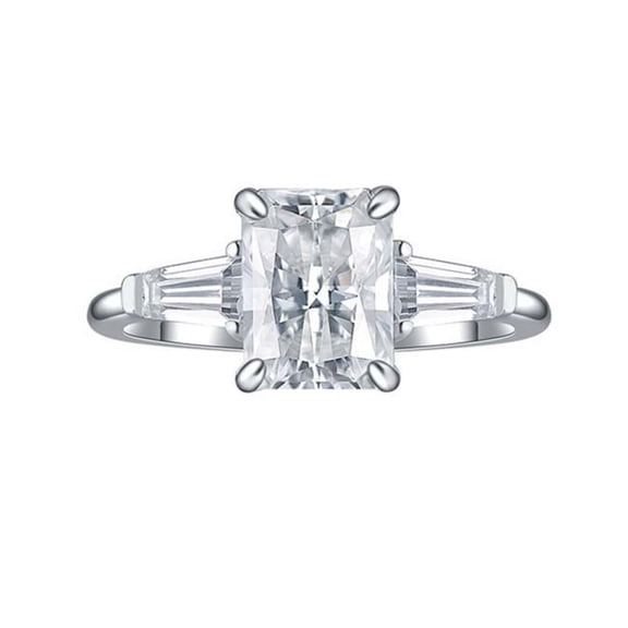 Dazzling 2CT Moissanite Rings for Women Radiant Cut D Color VVS1 S925 Sterling Silver Lab Created Diamond Rings Perfect for Daily Wear Parties Wedding