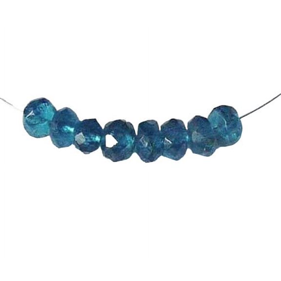 Dazzling AAA Neon Blue Apatite Roundel Beads | 3.75x2.25 to 4x2.5mm | 8 Beads|