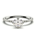 thumbnail image 1 of Dazzling Art Deco 0.75 Carat Round Cut Diamond Moissanite Engagement Ring, Wedding Ring In 10K Solid White Gold, Gift For Girlfriend, Small Promise Ring, 1 of 3