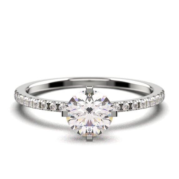 Dazzling Art Deco 0.75 Carat Round Cut Diamond Moissanite Engagement Ring, Wedding Ring In 10K Solid White Gold, Gift For Girlfriend, Small Promise Ring