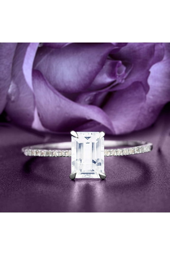 Dazzling Art Deco 1.25 Carat Emerald Cut Diamond Moissanite Antique Engagement Ring, Wedding Ring In 925 Sterling Silver With White Gold Plating, Gift For Her, Promise Ring, Anniversary Ring