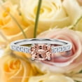 thumbnail image 1 of Dazzling Art Deco 1.50 Carat Oval Cut Morganite And Diamond Moissanite Unique Engagement Ring, Wedding Ring in 925 Sterling Silver With 18k White Gold Plating Gift For Woman, Promise Ring, 1 of 3