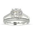 thumbnail image 1 of Dazzling Art Deco 2.00 Carat Oval Cut Diamond Moissanite Unique Engagement Ring, Wedding Ring, One Matching Band in 925 Sterling Silver With 18k White Gold Plating Gift For Woman, 1 of 4