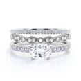 thumbnail image 1 of Dazzling Art Deco 2.50 Carat Oval Cut Diamond Moissanite Unique Engagement Ring, Wedding Ring, Two Matching Band in 925 Sterling Silver With 18k White Gold Plating Gift For Woman, Promise Ring, 1 of 3