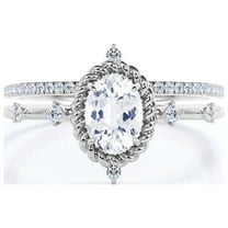 Dazzling Art Nouvea 2.00 Carat Oval Cut Diamond Moissanite Engagement Ring, Wedding Ring In 925 Sterling Silver With 18K White Gold Plating, Gift For Her, Compass Ring, Bridal Set, Matching Band