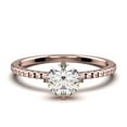 thumbnail image 1 of Dazzling Art deco 0.75 Carat Round Cut Diamond Moissanite Engagement Ring, Wedding Ring in 10k Solid Rose Gold, Gift For Girlfriend, Small Promise Ring, 1 of 3