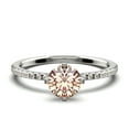 thumbnail image 1 of Dazzling Art deco 0.75 Carat Round Cut Morganite And Diamond Moissanite Engagement Ring, Wedding Ring in 925 Sterling Silver With 18k White Gold Plating Gift For Girlfriend, Small Promise Ring, 1 of 3