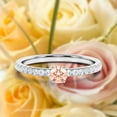 thumbnail image 1 of Dazzling Art deco 0.75 Carat Round Cut Morganite And Diamond Moissanite Engagement Ring, Wedding Ring in 925 Sterling Silver With 18k White Gold Plating Gift For Girlfriend, Small Promise Ring, 1 of 3
