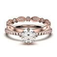 thumbnail image 1 of Dazzling Art deco 1.25 Carat Round Cut Diamond Moissanite Engagement Ring, Wedding Ring, One Matching Band in 10k Solid Rose Gold, Gift For Girlfriend, Small Promise Ring, Bridal Set, 1 of 4