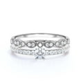 thumbnail image 1 of Dazzling Art deco 1.25 Carat Round Cut Diamond Moissanite Engagement Ring, Wedding Ring, One Matching Band in 10k Solid White Gold, Gift For Girlfriend, Small Promise Ring, Bridal Set, 1 of 3