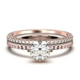 thumbnail image 1 of Dazzling Art deco 1.25 Carat Round Cut Diamond Moissanite Engagement Ring, Wedding Ring, One Matching Band in 925 Sterling Silver With 18k Rose Gold Plating Gift For Girlfriend, 1 of 4