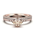 thumbnail image 1 of Dazzling Art deco 1.25 Carat Round Cut Morganite And Diamond Moissanite Engagement Ring, Wedding Ring, One Matching Band in 10k Solid Rose Gold, Gift For Girlfriend, Small Promise Ring, Bridal Set, 1 of 3