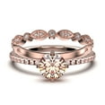 thumbnail image 1 of Dazzling Art deco 1.25 Carat Round Cut Morganite And Diamond Moissanite Engagement Ring, Wedding Ring, One Matching Band in 925 Sterling Silver With 18k Rose Gold Plating Gift For Girlfriend, 1 of 3