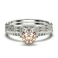 thumbnail image 1 of Dazzling Art deco 1.75 Carat Round Cut Morganite And Diamond Moissanite Engagement Ring, Wedding Ring, Two Matching Band in 925 Sterling Silver With 18k White Gold Plating Gift For Girlfriend, 1 of 4