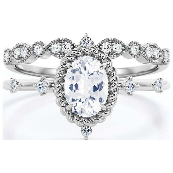 Dazzling Art nouvea 2.00 Carat Oval Cut Diamond Moissanite Engagement Ring, Wedding Ring in 10k Solid White Gold, Gift For Her, Compass Ring, Promise Ring, Anniversary Ring, Bridal Set, Matching Band