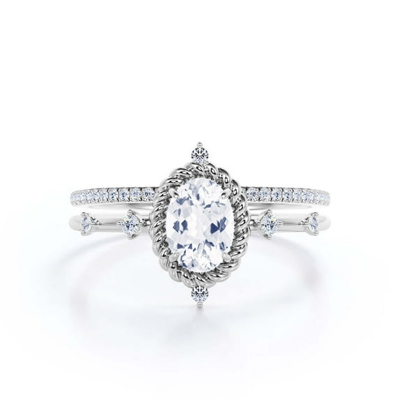 Dazzling Art nouvea 2.00 Carat Oval Cut Diamond Moissanite Engagement Ring, Wedding Ring in 10k Solid White Gold, Gift For Her, Compass Ring, Promise Ring, Anniversary Ring, Bridal Set, Matching Band