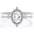 thumbnail image 1 of Dazzling Art nouvea 2.00 Carat Oval Cut Diamond Moissanite Engagement Ring, Wedding Ring in 925 Sterling Silver With 18k White Gold Plating, Gift For Her, Compass Ring, Bridal Set, Matching Band, 1 of 3