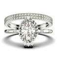 thumbnail image 1 of Dazzling Art nouvea 2.50 Carat Oval Cut Diamond Moissanite Engagement Ring, Wedding Ring in 10k Solid White Gold, Compass Ring, Promise Ring, Anniversary Ring, Trio Set, Matching Band, 1 of 4