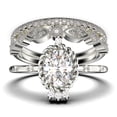 thumbnail image 1 of Dazzling Art nouvea 2.50 Carat Oval Cut Diamond Moissanite Engagement Ring, Wedding Ring in 925 Sterling Silver With 18k White Gold Plating, Compass Ring, Trio Set, Matching Band, 1 of 4