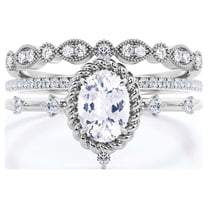 Dazzling Art nouvea 2.50 Carat Oval Cut Diamond Moissanite Engagement Ring, Wedding Ring in 925 Sterling Silver With 18k White Gold Plating, Gift For Her, Compass Ring, Trio Set, Matching Band