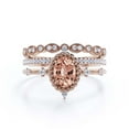 thumbnail image 1 of Dazzling Art nouvea 2.50 Carat Oval Cut Morganite And Diamond Moissanite Engagement Ring, Wedding Ring in 925 Sterling Silver With 18k Rose Gold Plating, Compass Ring, Trio Set, Matching Band, 1 of 3