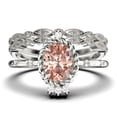 thumbnail image 1 of Dazzling Art nouvea 2.50 Carat Oval Cut Morganite And Diamond Moissanite Engagement Ring, Wedding Ring in 925 Sterling Silver With 18k White Gold Plating, Compass Ring, Trio Set, Matching Band, 1 of 4