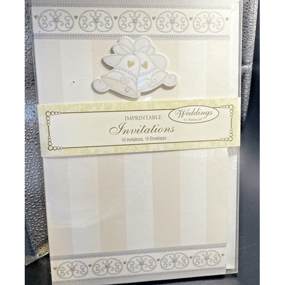 Dazzling Bells Imprintable Wedding Invitations 10Ct