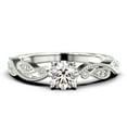 thumbnail image 1 of Dazzling Boho & Hippie 1.25 Carat Round Cut Diamond Moissanite Classic Inspired Engagement Ring, Unique Twist Band Wedding Ring In 10K Solid White Gold, Gift For Her, Promise Ring, Anniversary Gift, 1 of 3