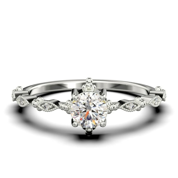 Dazzling Boho & Hippie 1.25 Carat Round Diamond Moissanite Engagement Ring, Wedding Ring In 925 Sterling Silver With 18K White Gold Plating, Affordable Gift For Woman, Promise Ring, Anniversary Gift
