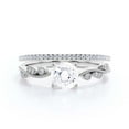 thumbnail image 1 of Dazzling Boho & Hippie 1.75 Carat Round Cut Diamond Moissanite Classic Inspired Engagement Ring, Unique Twist Band Wedding Ring In 10K Solid White Gold, Gift For Her, Promise Ring, One Matching Band, 1 of 3